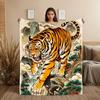 Tigerpatterned Asian Landscape Design Flannel Printed Blanket Suitable for All Seasons for Living Room Office Sofa and Travel