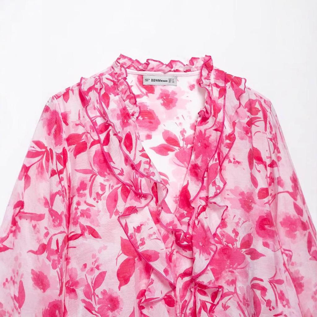 Spring 2025 Women's European & American Layered Print Shirt & Half Skirt Styles