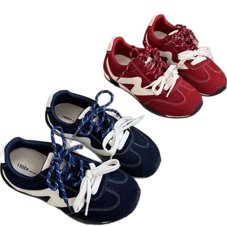 The lady boss recommends! 2025 autumn new retro German training shoes women's flat-bottomed casual sports Forrest Gump shoes versatile lace-up