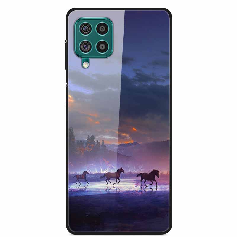 For Samsung M32 Case Tempered Glass Hard Back Cover Case For Samsung Galaxy A12 A22 M32 Phone Case Cover M 32 A 22 Funda Coque