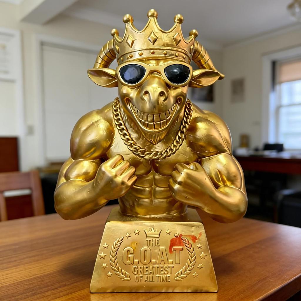 Trofeo in Resina GOAT Dorato, Statua Divertente Premio Sportivo per Decorazione Festa di Competizione