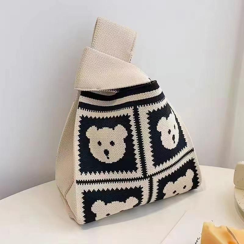 Sommer Damen Niedliche Mini-Tasche Vielseitige Mode Handytasche Cartoon Gestrickte Handtasche Umhängetasche Umhängetasche