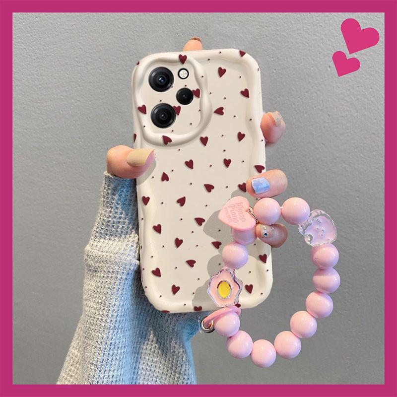 Case For RENO 15F 14 15 PRO 14F 13F 12F 11F 11 12 Pro OPPO A6 A5 PRO A6X Soft Love Heart Bracelet Chain Wave Side Silicone Cover