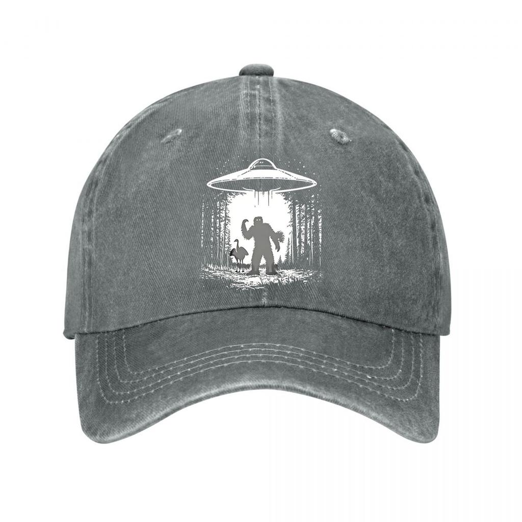 Vintage Baseball Cap UFO Bigfoot Graphic Outdoor Hat New Vintage Washed Cotton Baseball Cap Parent Kids Sun Hats