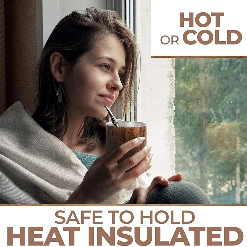 Yerba Nerezová Kávová Kalabasa Čajová Sada 12Oz Dvoustěnná Mate Voda s Víčkem 1 Bombilla Brčka Filtrační Lžička&Kartáček