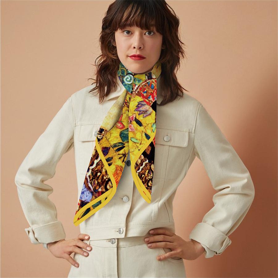 Silk Scarf Women Woman Print Square Scarves Head Echarpes Silk Foulards Femme Wraps Beach Shawls Bandana Lady Hijabs 90CM