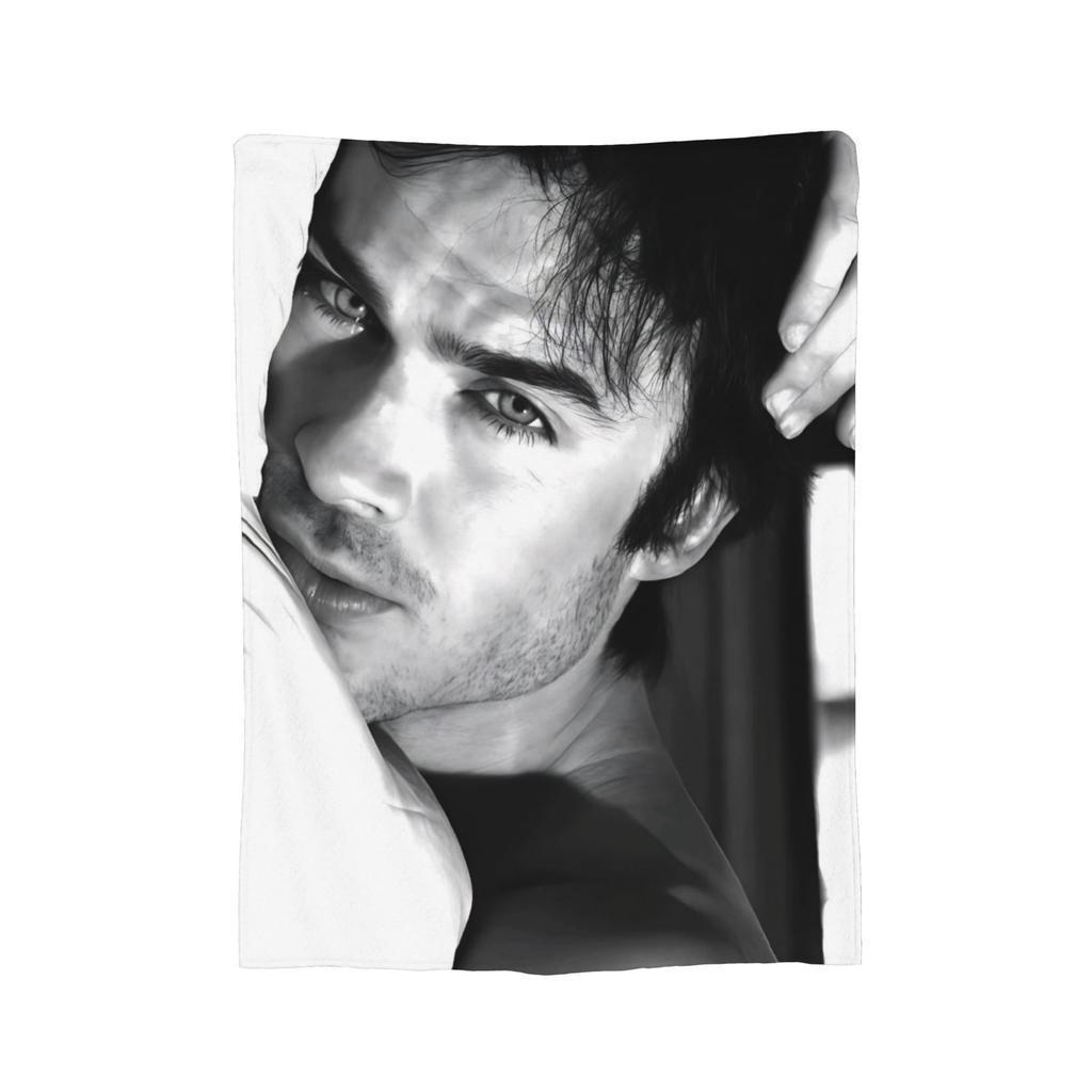Damon Salvatore The Vampire Diaries Blankets Fleece Printed Ian Somerhalder Portable Warm Throw Blanket for Sofa Bedding Throws