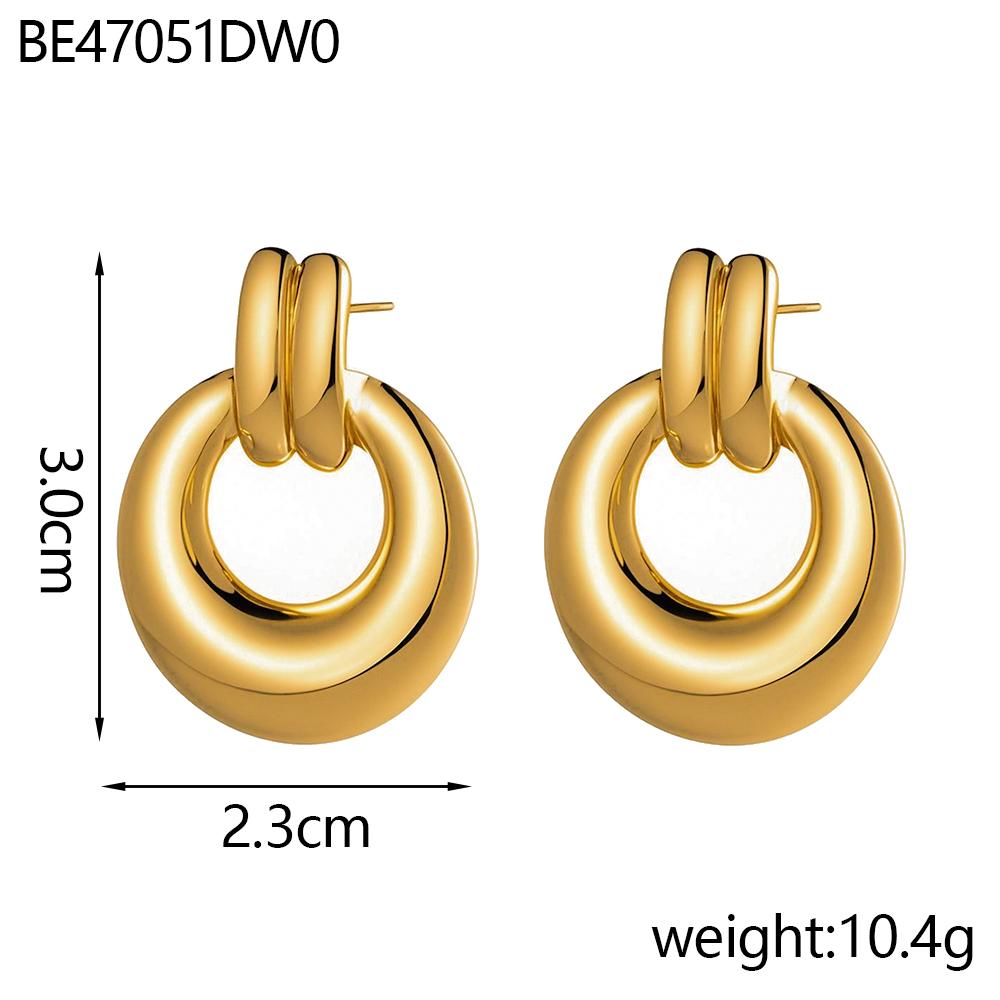 CARLIDANA Stainless Steel Chunky Texture Hoop Earrings Jewelry for Women Gold Plated Huggie Chunky Statement Stud Earrings