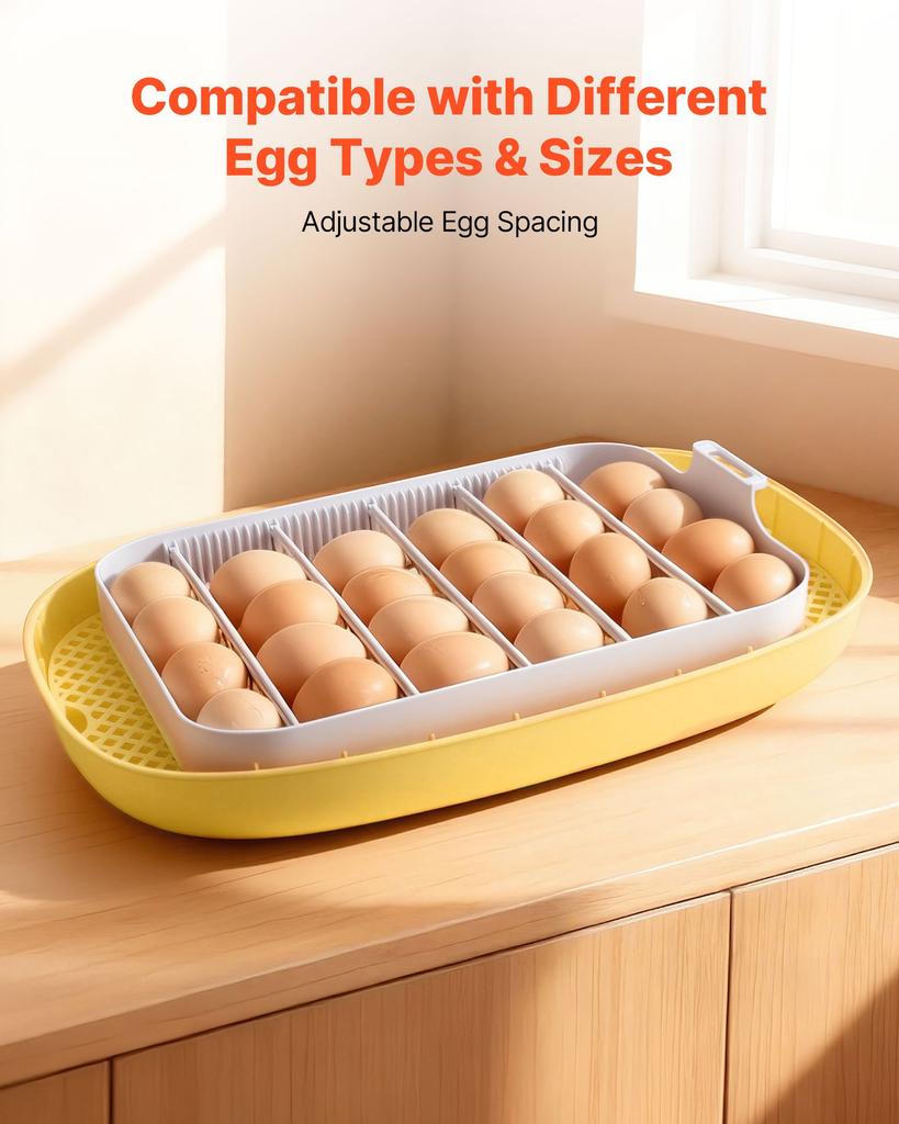 VEVOR 24 Egg Incubator, Automatic Egg Turner with LED Candler, Temperature & Humidity Control, 360 degrees View Clear Window, Auto Water Refill