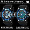 Skmei Fashion Big Size Dial Men Sports Watches Three Time Zone Analog Digital Display LED Waterproof Alarm Clock Male Stop Watch