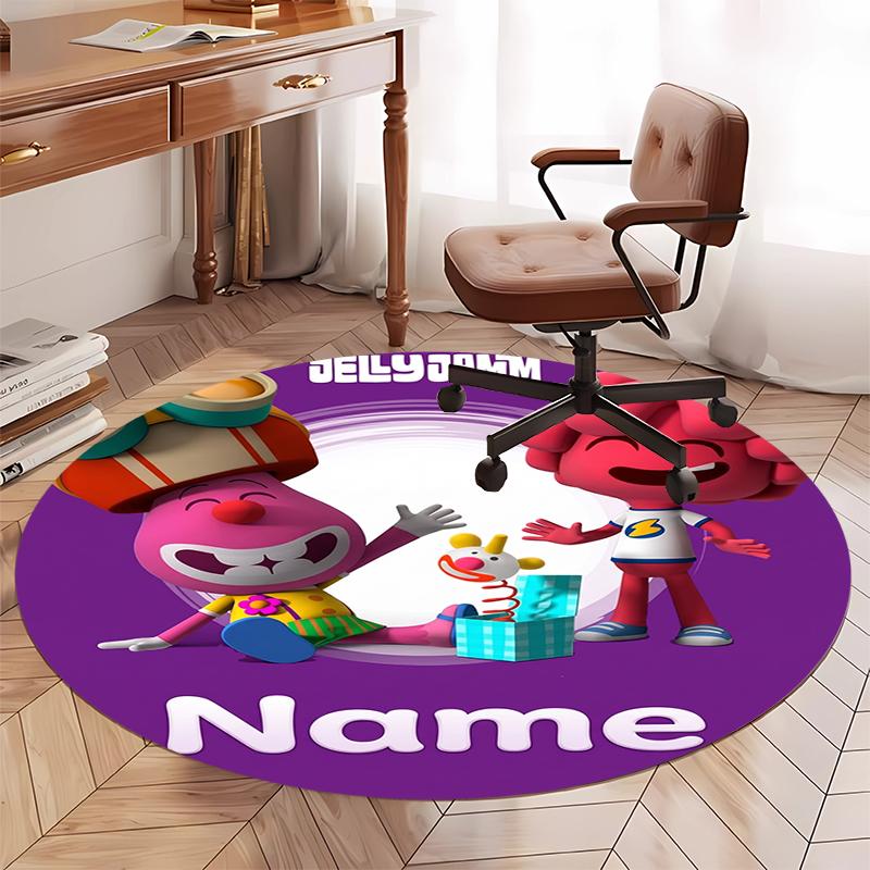 Custom Name Jelly Jamm Printed Round Rug Carpet Chair Rug Area Rug Entryway Doormats,for Office Chair Living Room Bedroom Kitchen Room.