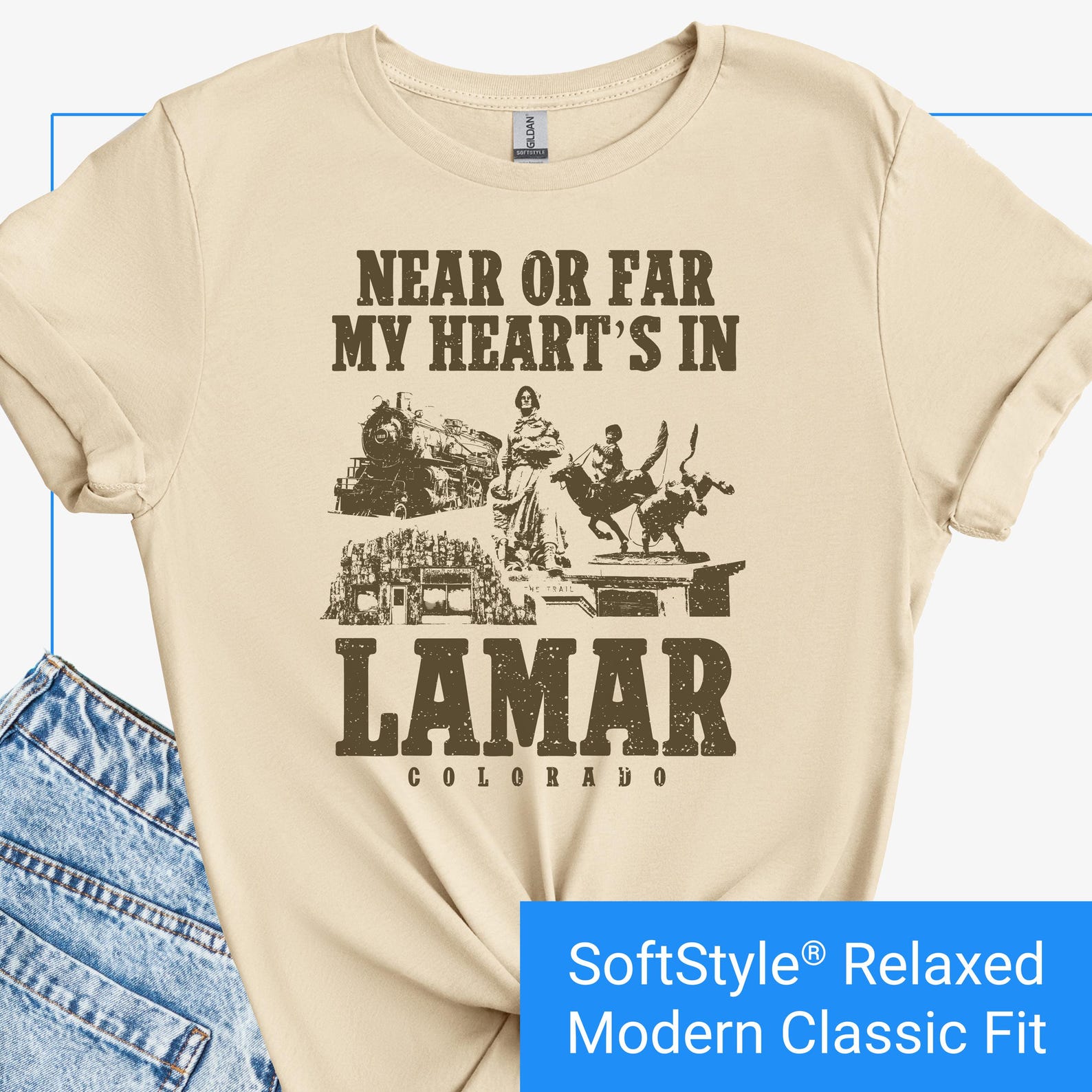 Lamar Colorado Shirt Souvenir, Lamar CO Gift, Retro Western Style Colorado T-shirt, Lamar Tourist Present, Monarch City, My Heart s In Lamar 2XL