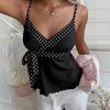 Mouwloze Polkadot Wrap V-hals Camisole Top met Verstelbare Spaghettibandjes en Tailleband voor Casual Kleding voor Dames