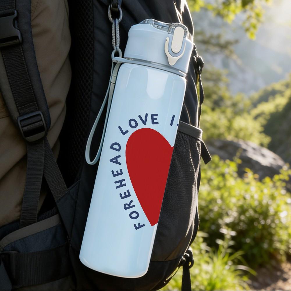 1PC Love Is A Kindness Red Heart Print 750ml Color Plastic Sports Water Bottle Leakproof Flip Straw Lid Suitable for Sports Office Home Use