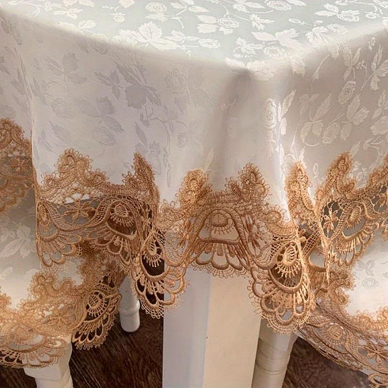 European Style Lace Oval Tablecloth for Nordic Dining Table - Minimalist Lace Table Cloth for Tea Table and Dining Room (Chair Covers Not Included)