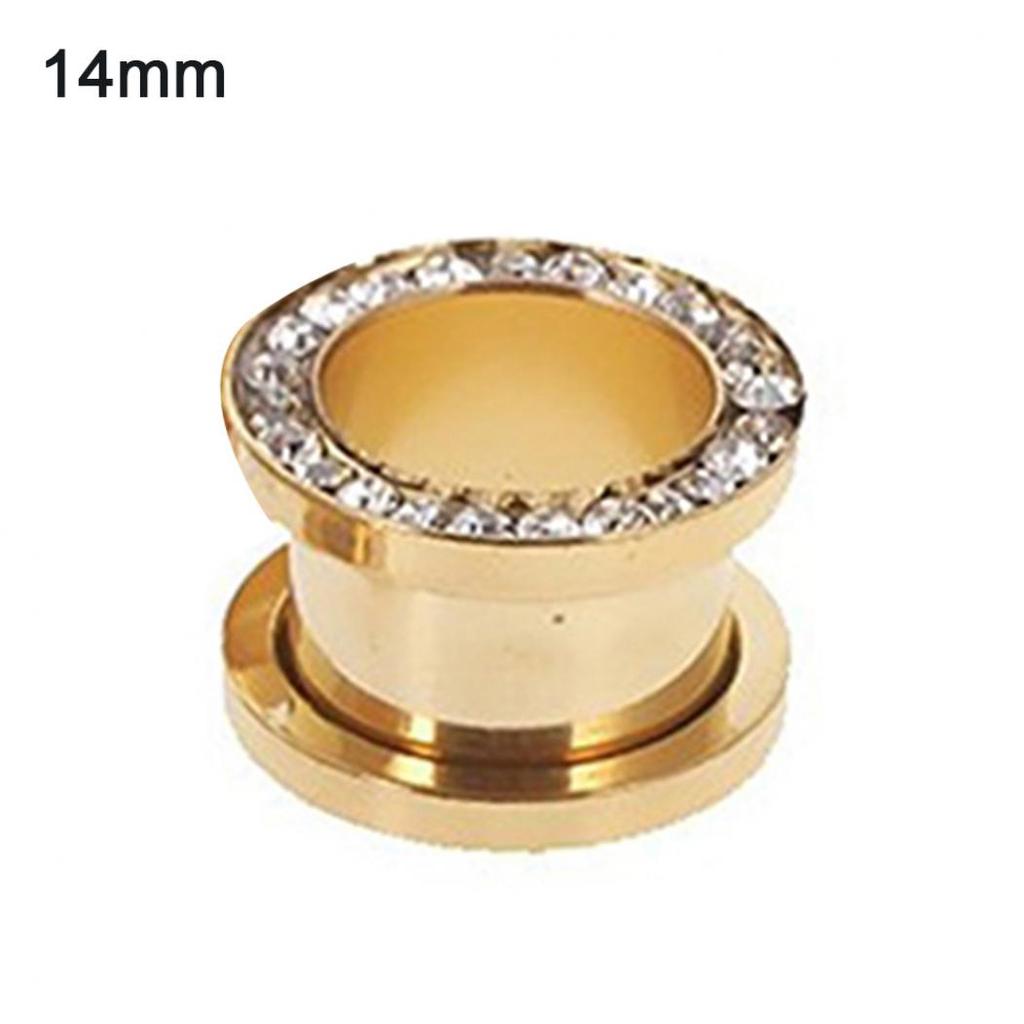 1Pc Stainless Steel Rhinestone Inlaid Plating Ear Plug Earring Piercing Jewelry