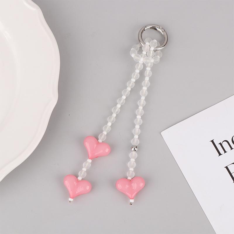 Bag Charm For Women Y2K Accesories Love Heart Pendant Colorful Beads Chain  Lady Jewelry