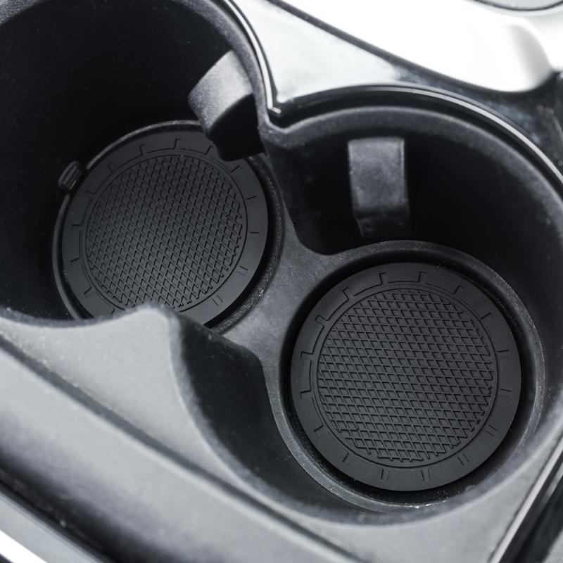 New Non-slip Water Cup Pad Car Coaster Black Soft Rubber Decoration Anti-skid Rubber Drink Cup Bottle Mat Accessories 2/1pcs