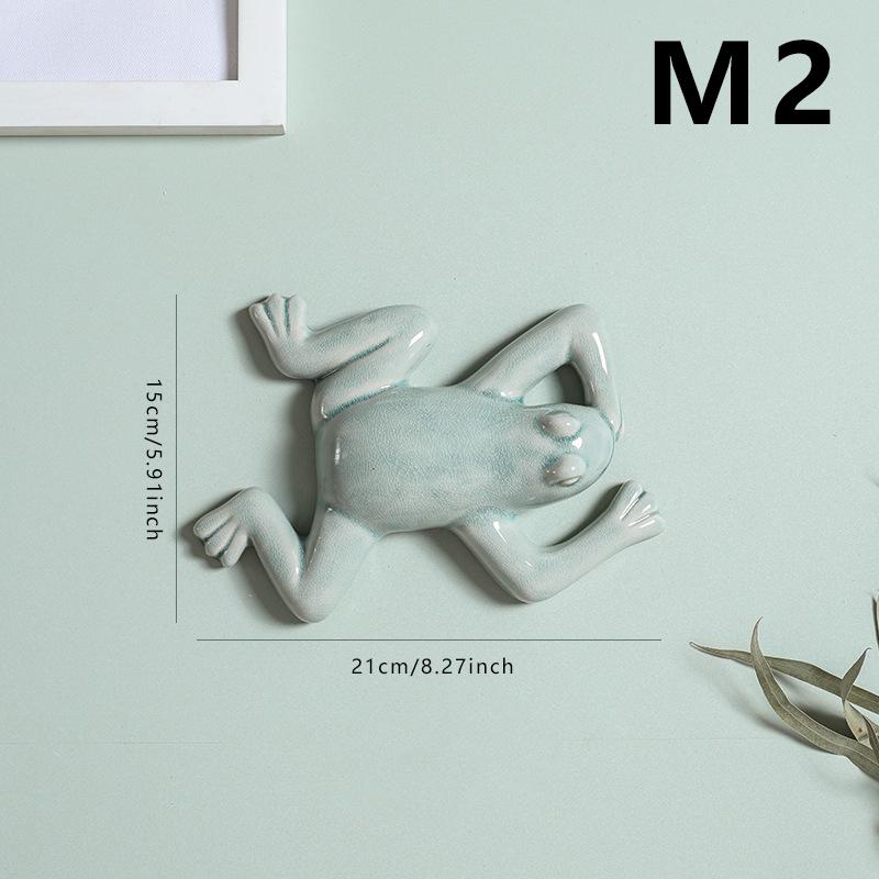 Nordic Style Ceramic Frog Wall Hanging Ornaments Living Room Background Display Crafts 3D Frog Wall Hanging Decoration