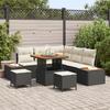 8-Piece Garden Sofa Set with Cushions Black Poly Rattan Acacia 3362910