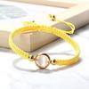Cat Eye Braided Bracelet Handmade Metal Circle Spacer Chain Adjustable Couple Bracelets Jewelry Gift