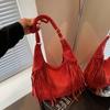 Single Shoulder Handbag with Fringes At The Side of The Arm, Women's Bag with Side Pocket