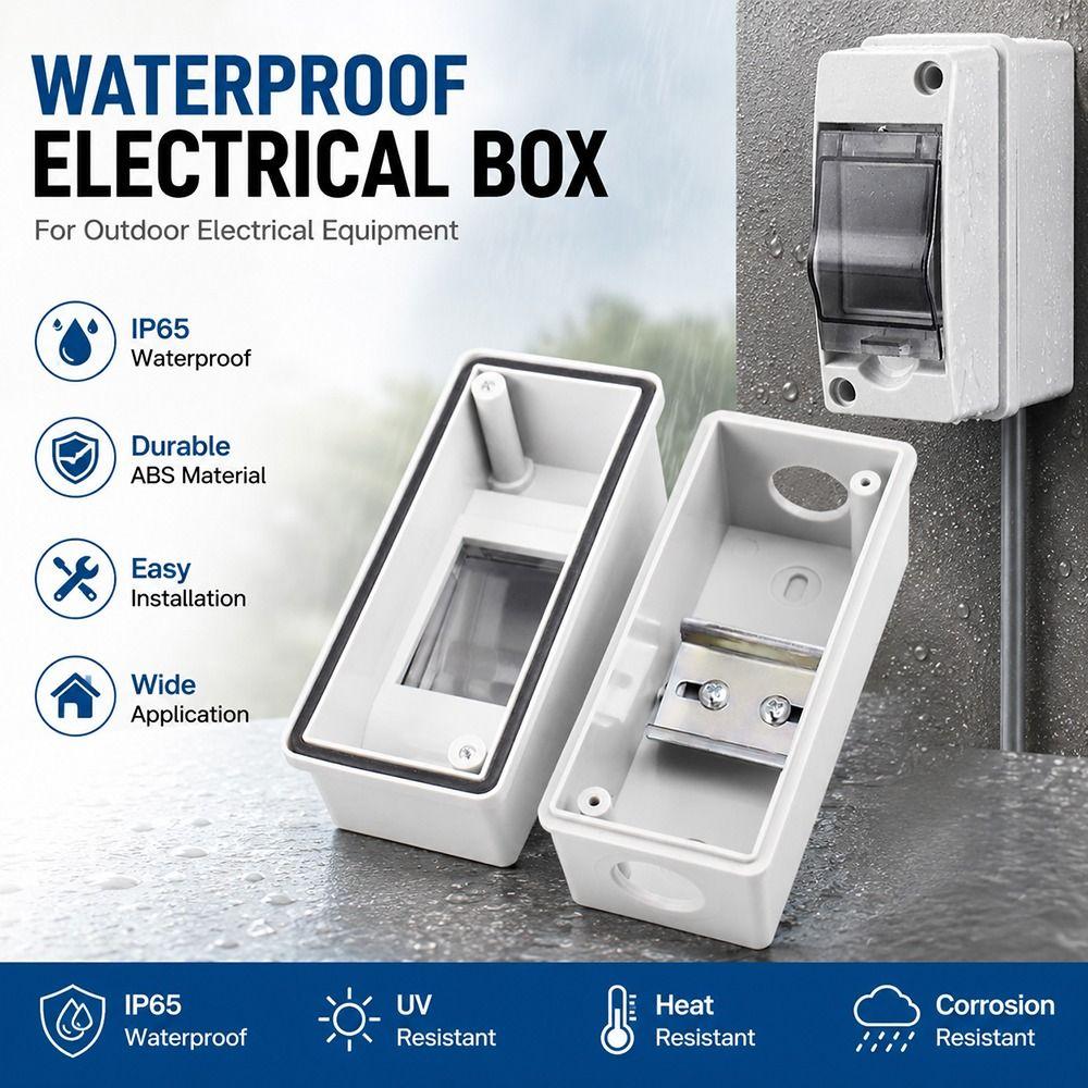 1Pcs 2 Way Waterproof Distribution Box IP65 Waterproof MCB Protection Box  for 2P Breaker