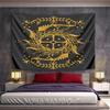 Golden Celtic Cross with Ferns Design Pattern Wall Hanging Tapestry Decorative Tapestry Home Decor for Bedroom and Living Room