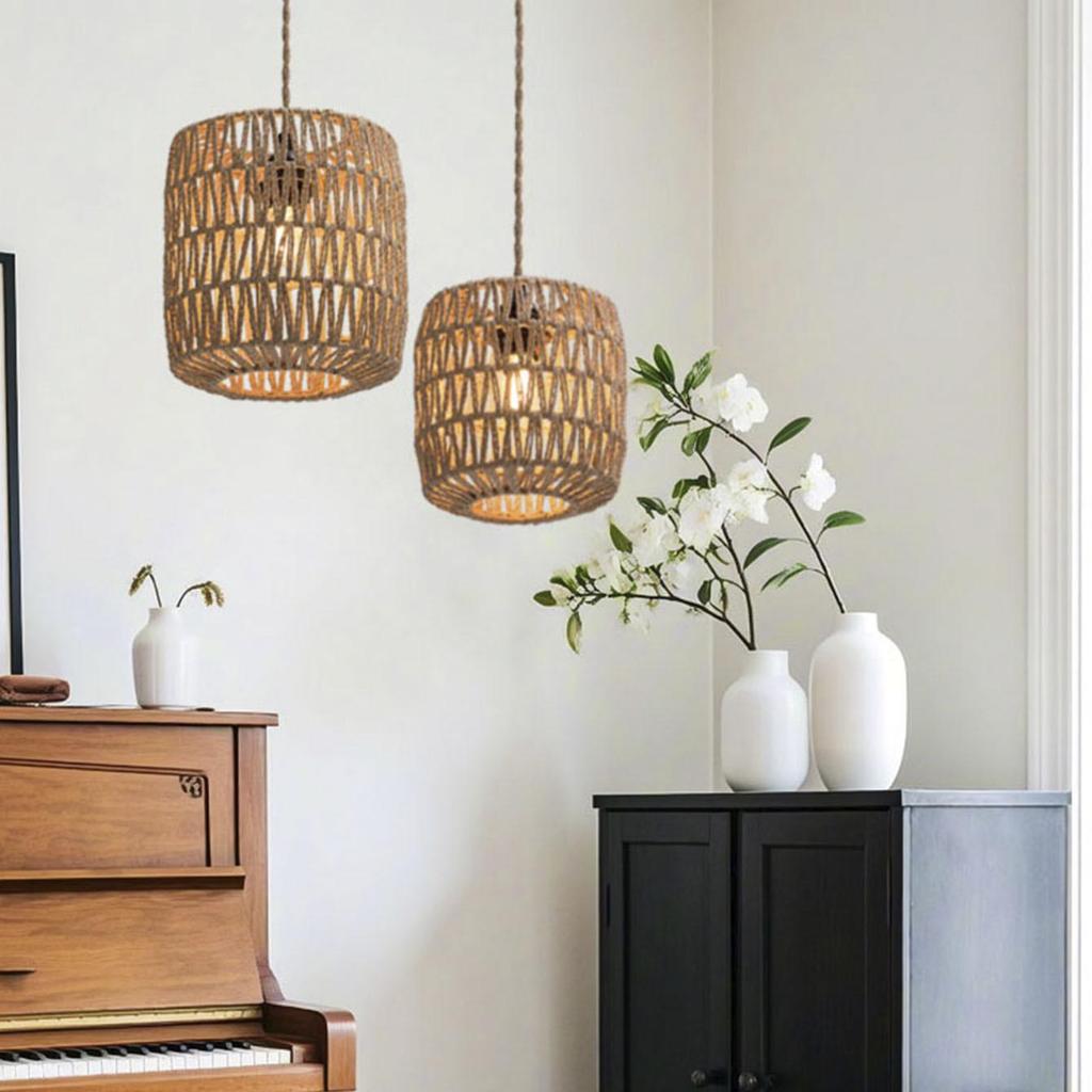 Handmade Woven Pendant Lampshades for Restaurants and Homestays