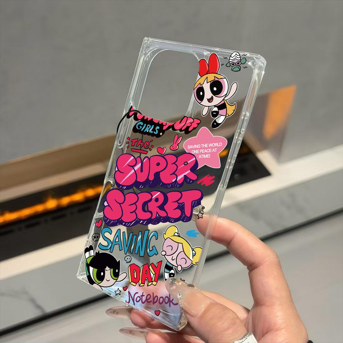 

Прозрачный квадратный чехол-бампер для iPhone 16 ProMax 15 Plus 14 Pro Max 13 11 12, защита от окисления, узор Супердевушка iphone 13