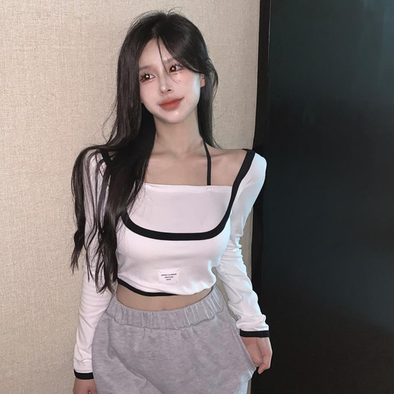 

Women s Tops Halter Slim Sweet Long Sleeves Sweater One Size