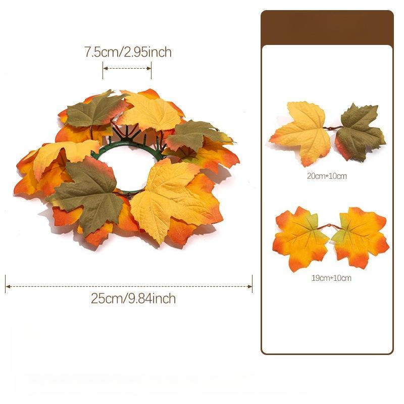 1PC Artificial maple leaf candlestick wreath, photography prop, home decor, party decoration.