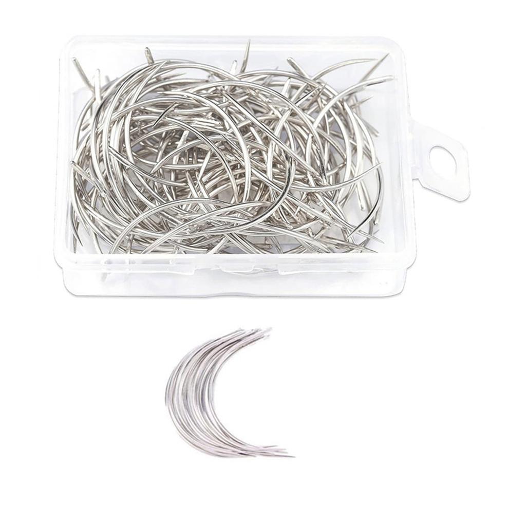 50/100PCS Hair Making Pins Needle Set Hair Pins and C Curved Needle for Wigs Making Blocking Knitting DIY Crafts