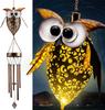 Solar Owl Wind Chimes Lamp Outdoor Decoration Chime Pipes Metal Windchimes Outdoors Garden Yard Patio Hanging Light Ornament