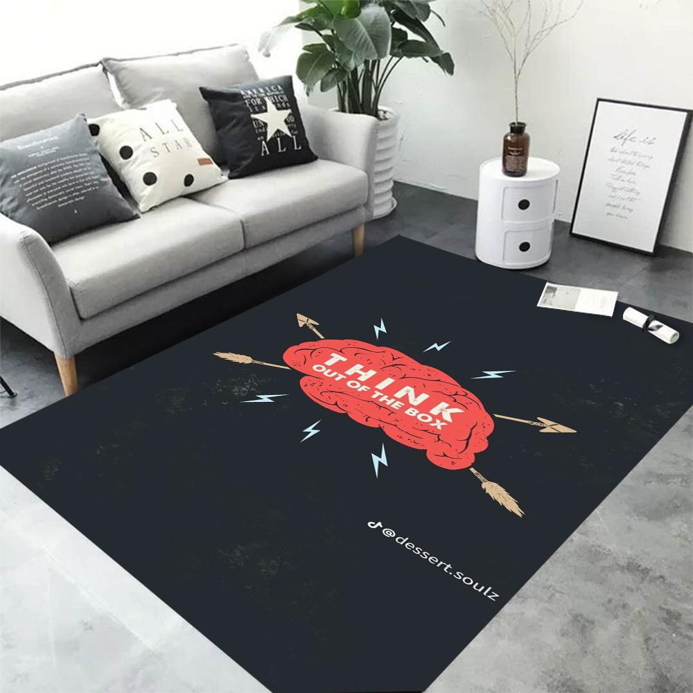 3D HD Printing Neon Graffiti Printed Carpet Non-Slip Rug Black Home Decor Rug Carpet for Living Room Bedroom Dining Office Gift