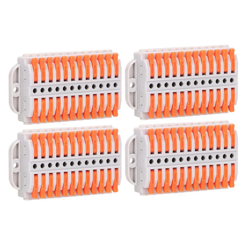 4Pcs Compact Wire Conductor ABS Copper Flame Retardant Quick Conductors Terminal Block