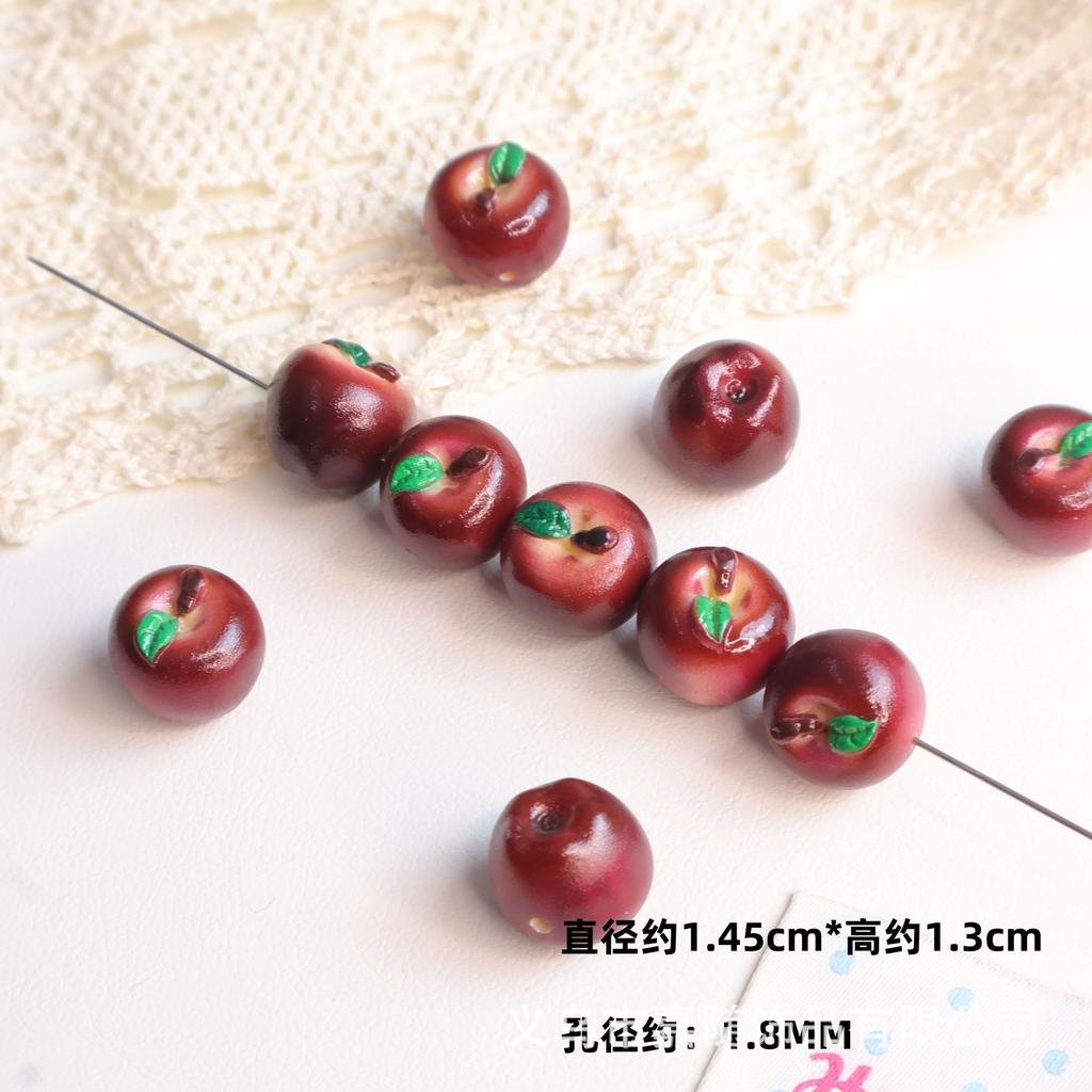 5Pcs Realistic Fruit Miniature 3D Apple Resin for Handmade DIY Bracelet Necklace Loose Bead Cute Girl Pendant Charm Accessories