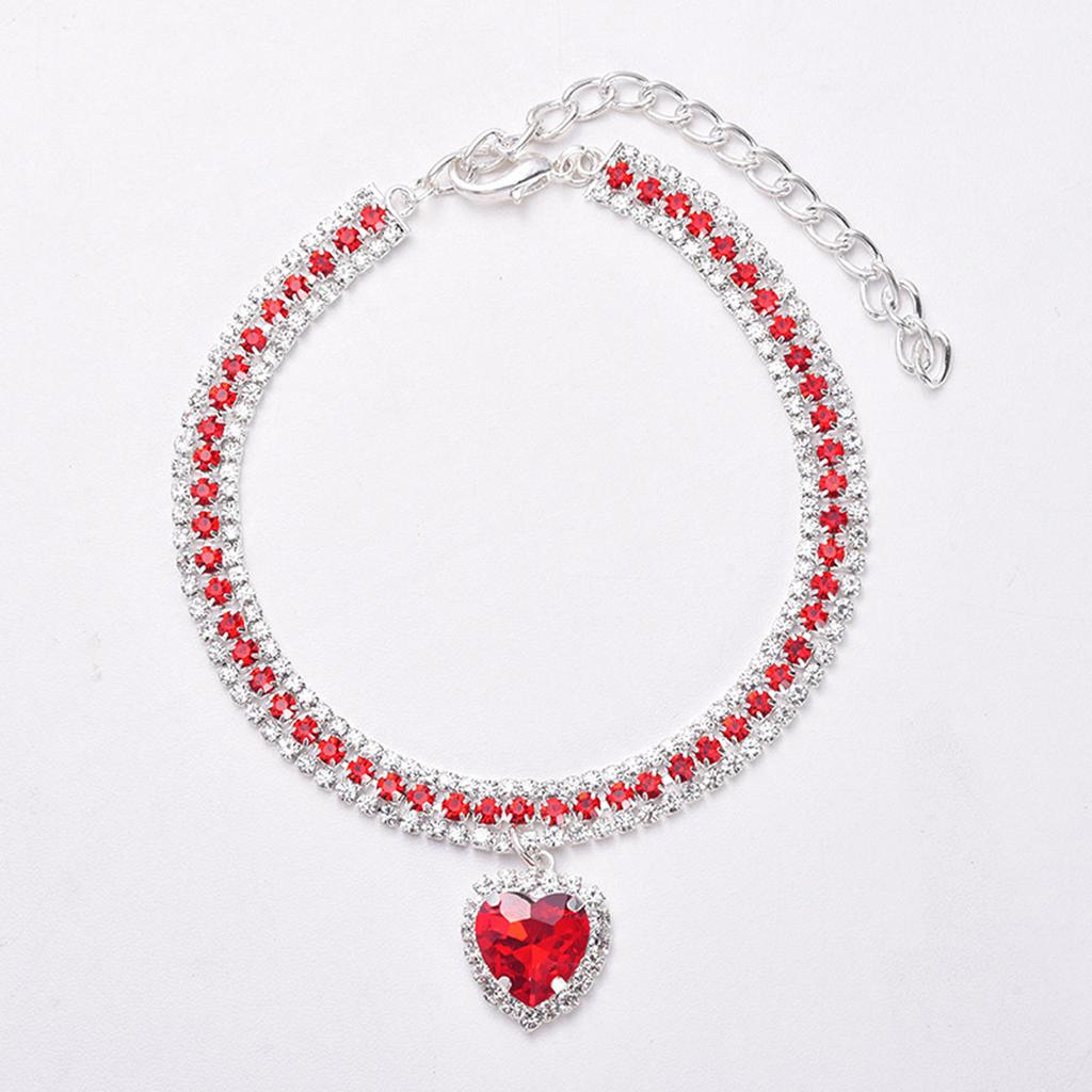 Luxury Crystal  Collar Love Pendant Necklace Pet Collar Adjustable Small Dog  Neck Ring Rhinestone Collar Pet Accessories