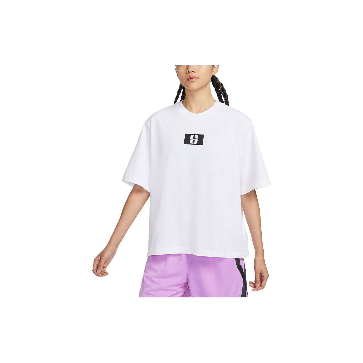 

Nike Sabrina Letter Print Loose Short Sleeve Basketball Jersey Women Tops White FJ2701-100 S