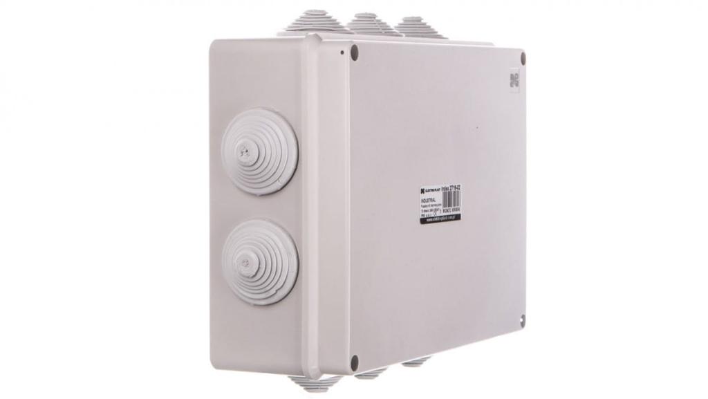 Industrial Hermetic Box N/T 249X198X81Mm With 10 Cable Glands Ip55 Gray 2716-02