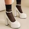 Platform High Heels Pumps Shoes Woman Strap Black Pink White Women's Heeled Party Wedding Dance Stripper Shoes Ladies Big Size