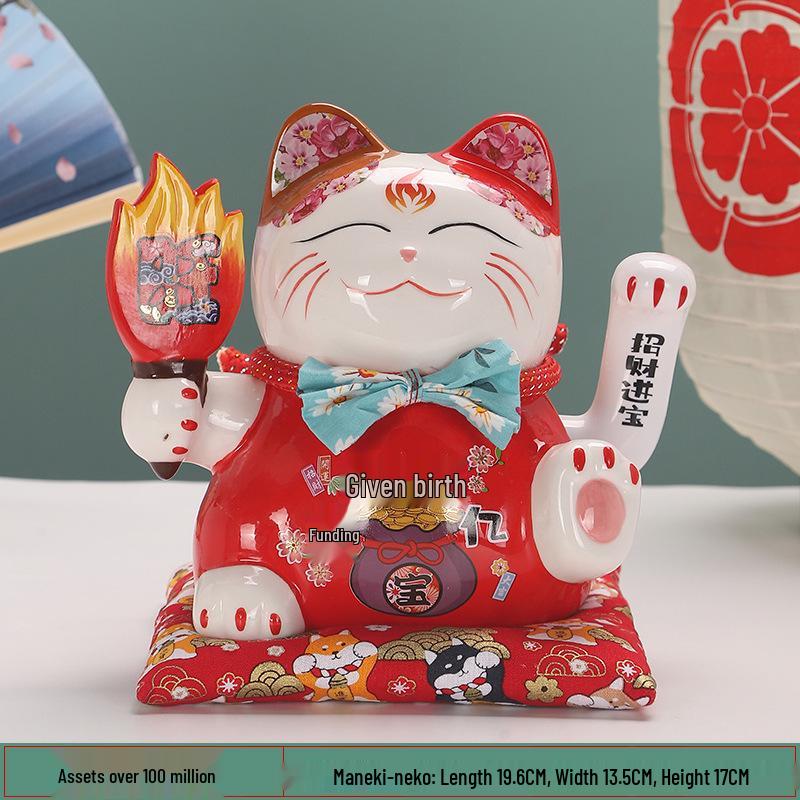 Large Electric Waving Lucky Cat Ornament for Home or Shop Decor