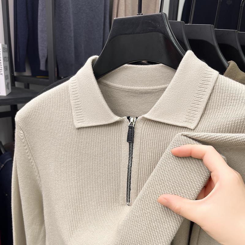 Men s 2025 Winter Jacquard Knit Half-Zip Sweater - Casual & Warm Style for Middle-Aged M