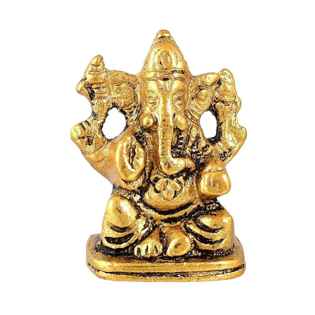 Metal Ganesh Idol for Diwali Decoration Item - Ganesha for Car Dashboard Small Ganpati Statue Figurine Murti for Home