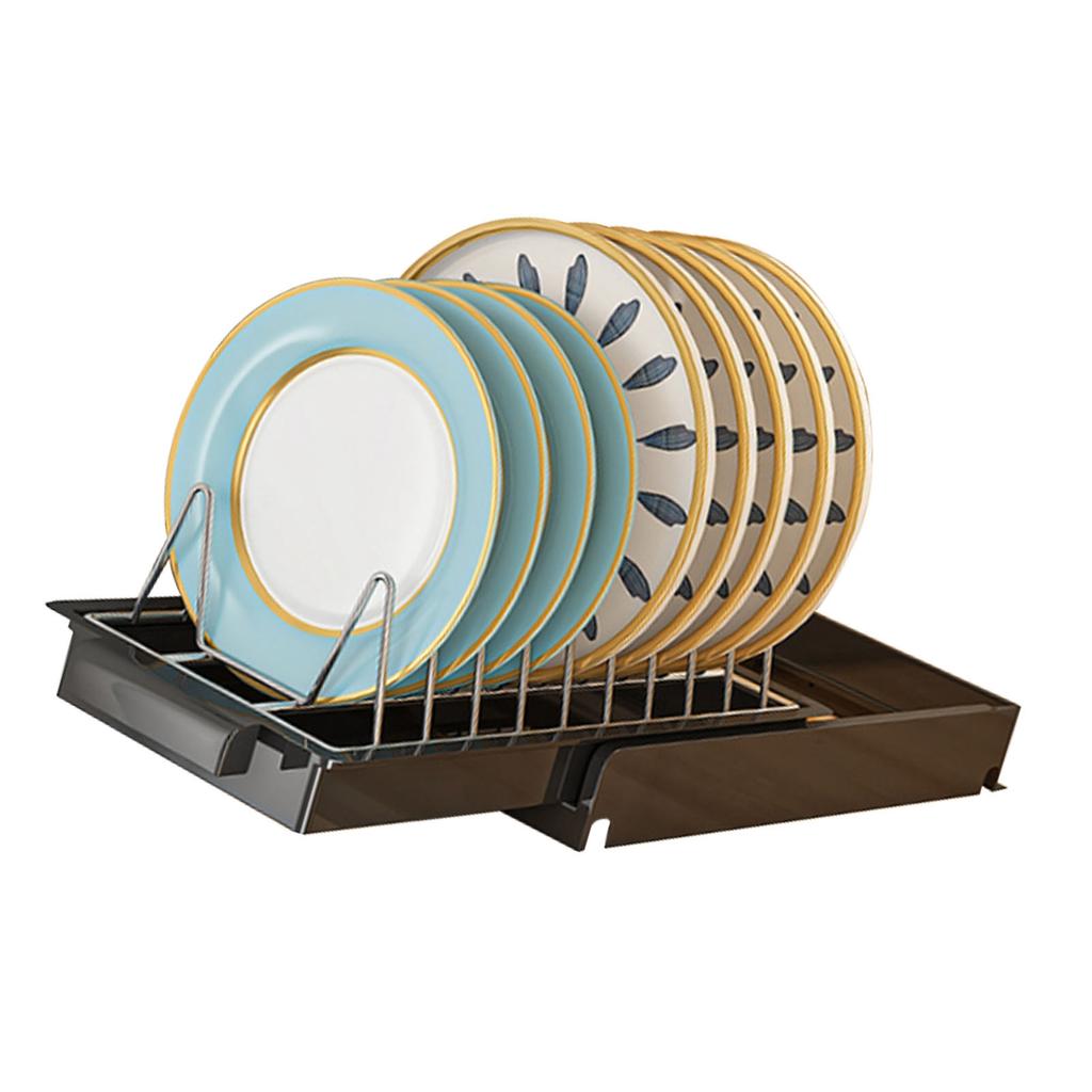 Pull Out Cabinet Organizer Stainless Steel Multifunctional Slide Out Shelves for Plates Kitchen Cupboard Black