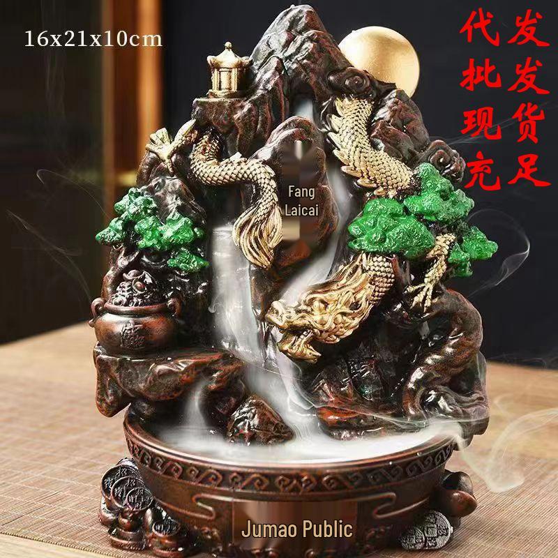 Retro Resin Backflow Incense Burner for Home and Tea Ceremony