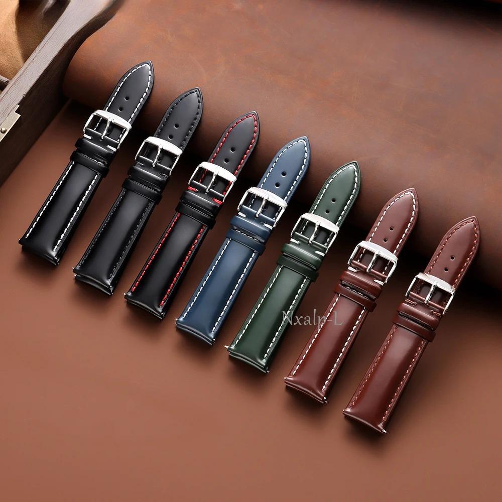Oiled Leather Strap for Omega for Seiko Watch Band 18mm 19mm 20mm 21mm 22mm Genuine Cowhide Wristband Quick Release Accessories
