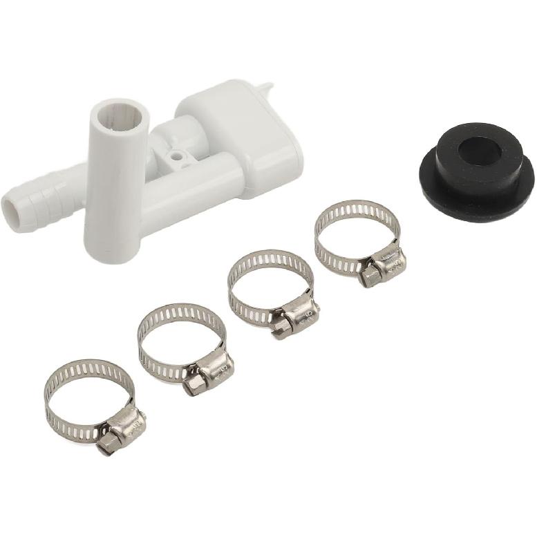 

RV Toilet Vacuum Breaker Kit, RV Toilet Water Valve Parts RV Water Valve Kit Stainless Steel Clamp Sealed Rubber Ring 385316906 for 110 111 130 131