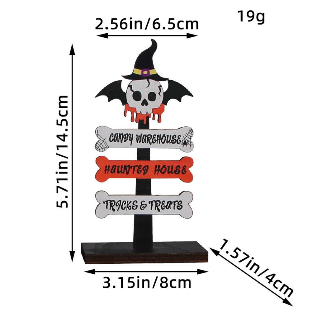 Wooden Halloween Table Centerpiece Sign Ghost Decor for Party Supplies Home Office Cafe Hotel Festive Atmosphere Desktop