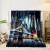 "Vibrant Night Cityscape with Bridge" Print Blanket Soft and Cozy Perfect for the Living Room Bed Sofa or a Nap,gift